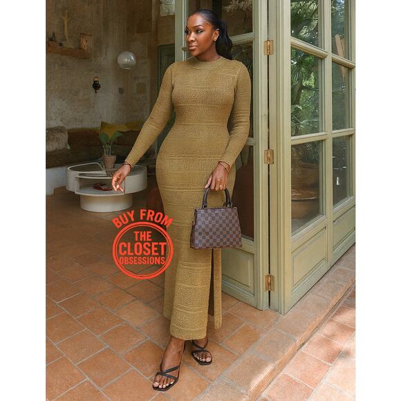 MANGO Long Knit Openwork Maxi Dress 🤎✨ NWT - Picture 6 of 16